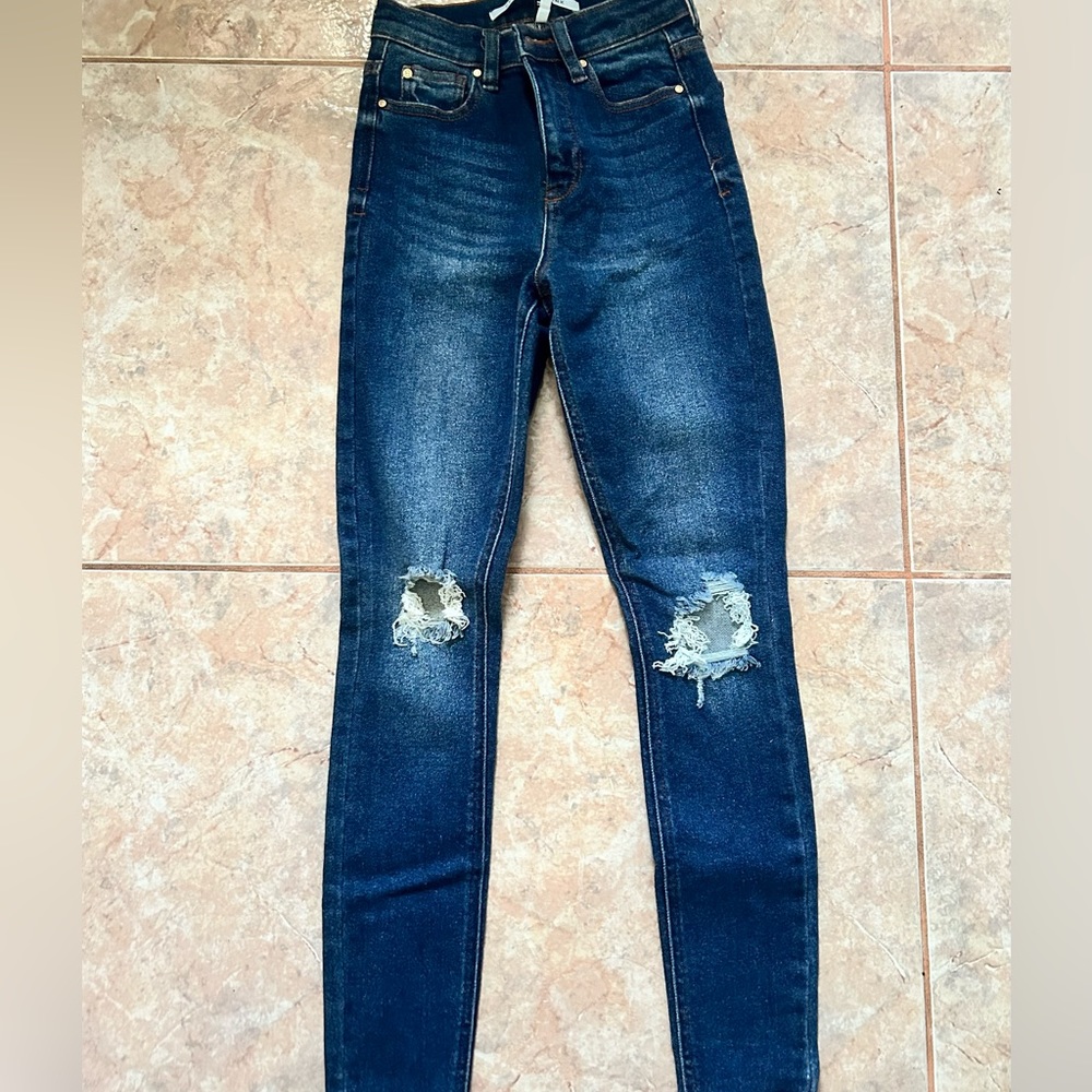 high rise ankle skinny jean